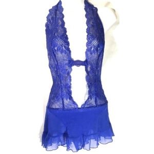 Fredericks Of Hollywood Teddie Size M Halter Blue